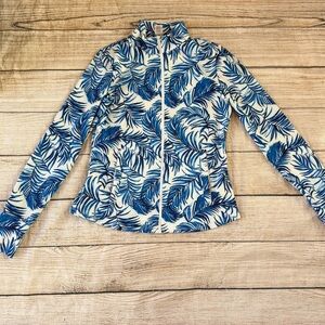 Tommy Bahama Womens Golf Blue Long Sleeve Full Zip Floral Jacket Size Medium